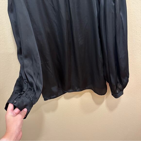 THE GREAT. Black White Ruffled Tuxedo Blouse Top 2 Medium - Picture 7 of 16